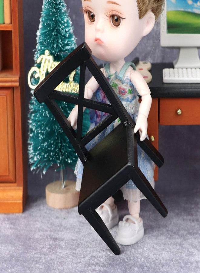 SAFIGLE Miniature Black Chair for 1 12 Scale Dollhouse Synthetic Material Mini Furniture Model Ideal Dollhouse Accessory for Creative Play and Decoration - Image 5
